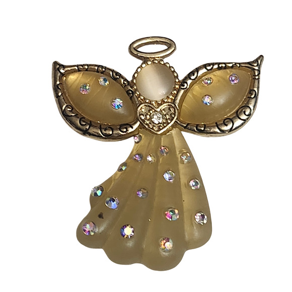 Kenneth Cole KC AB Gold Tone Angel Star Heart Pin Brooch - Picture 1 of 3